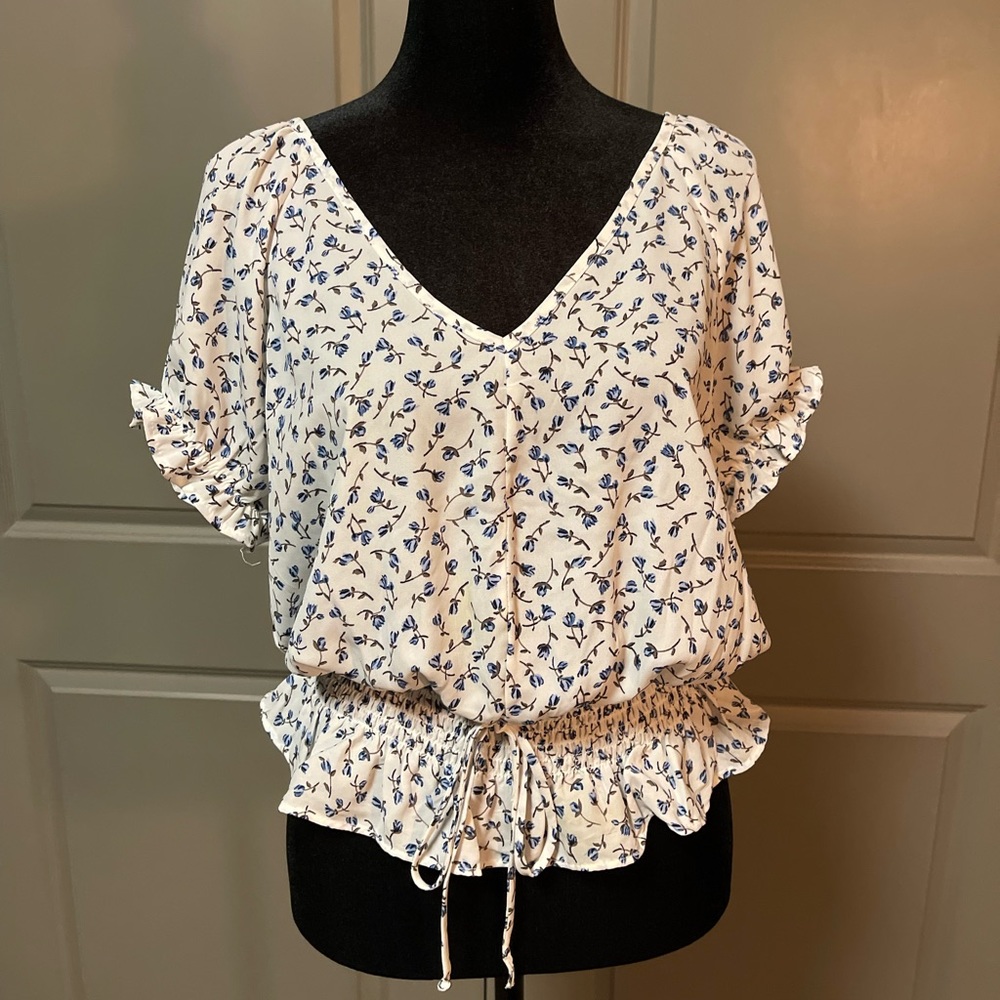 White and blue blouse size medium